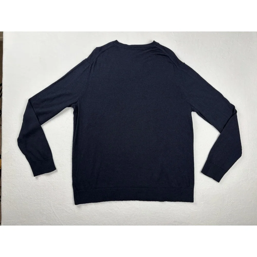 Banana‎ Republic 100% Merino Wool V-Neck Sweater Navy Blue Size L